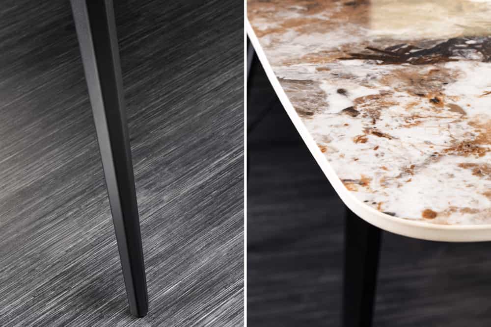 Esstisch MILANO 160cm weiß Pandora Keramik schwarzes Metallgestell