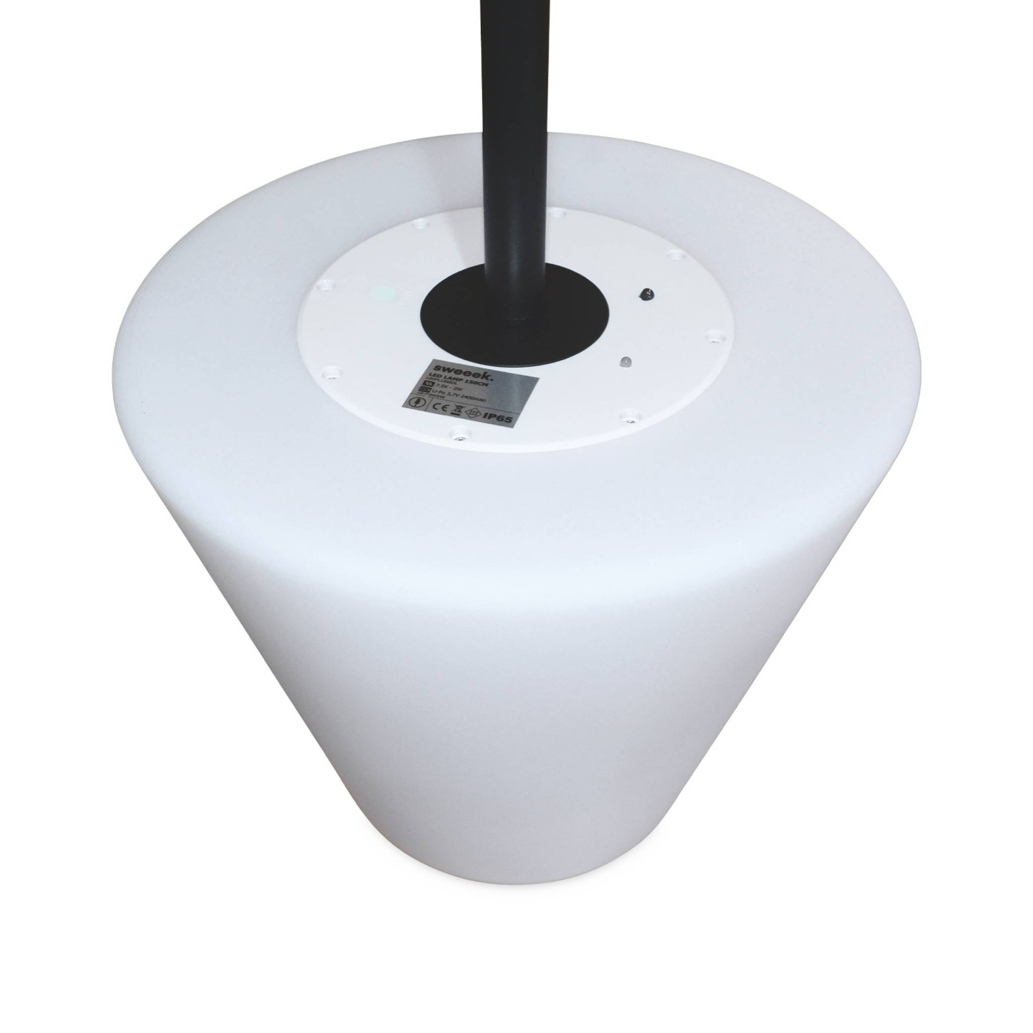 Lampadaire extérieur 150 cm lampada xl led hybride . Lampe multicolore sur pied. Luminaire design à batterie. Solaire. Télécommandé