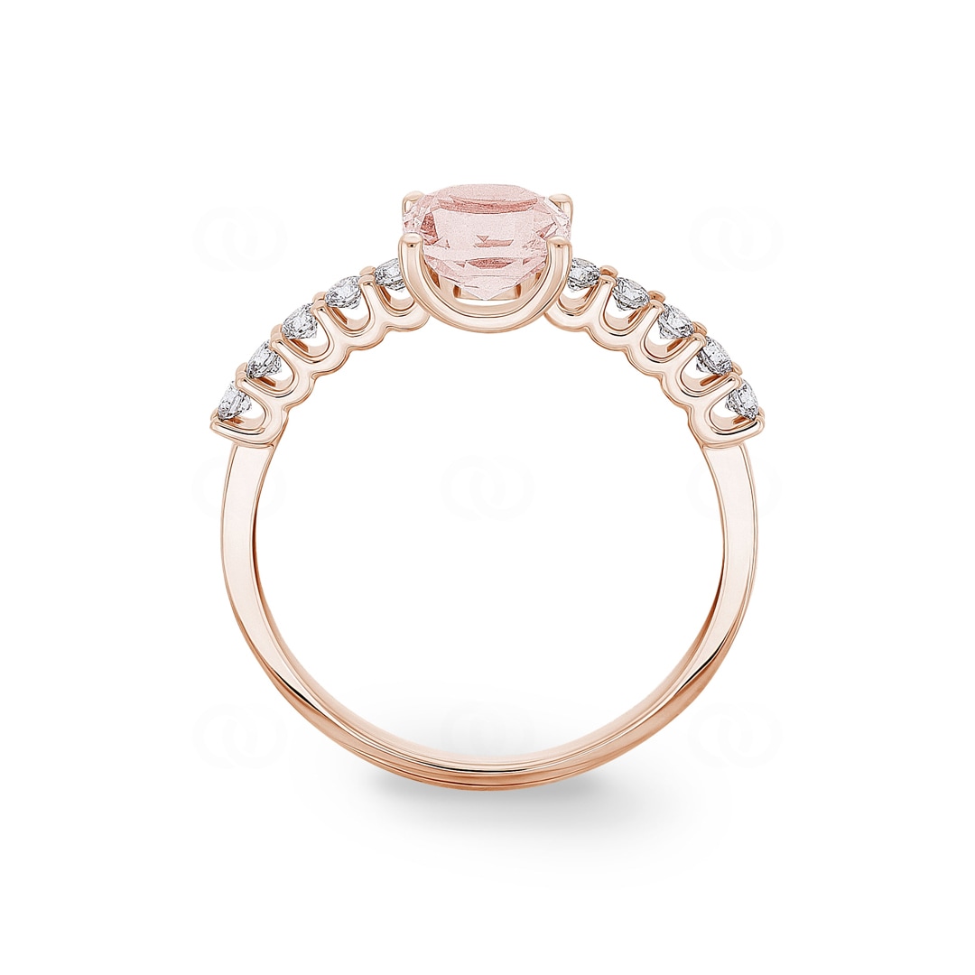 Pavé Solitärring 750/18 K Roségold mit Morganit & Diamanten 0.25 ct H/si