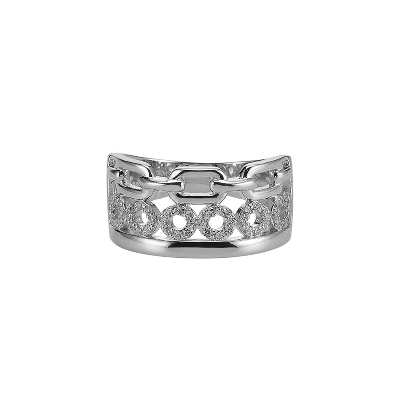 Bague En Argent Cercle Serti De Zirconium Blanc