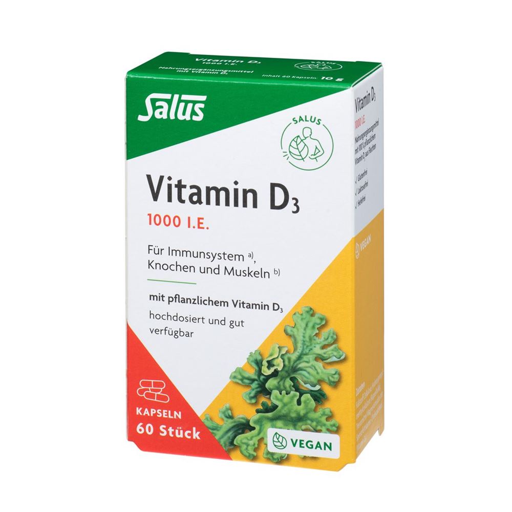 SALUS Vitamin D3 1000 IE<br>60 Stück, Blister, Kapsel, vegan