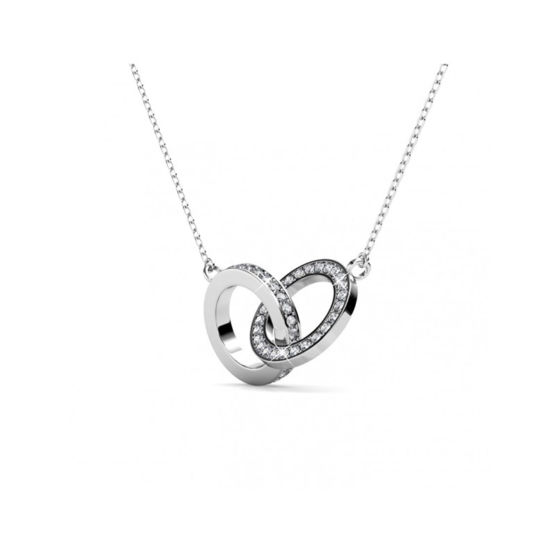 Collier Circle Twin - Argenté et Cristal