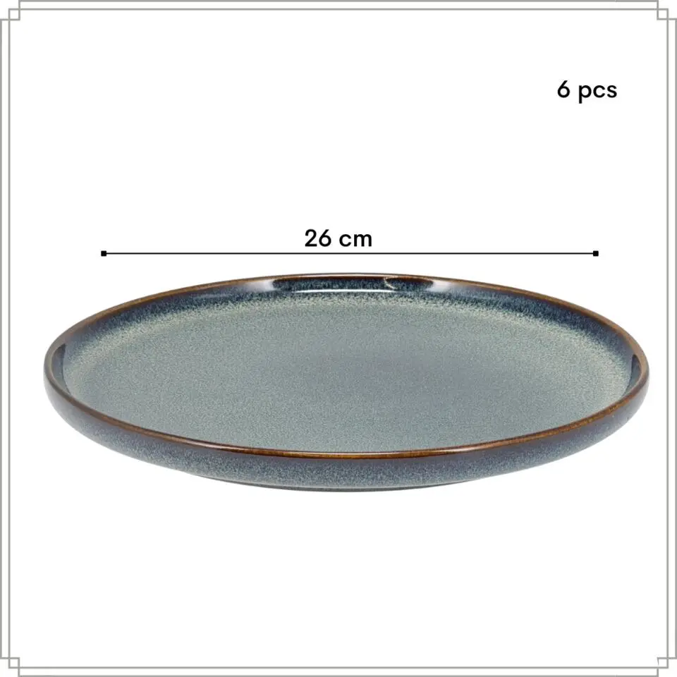 OTIX Dinerborden Bordenset 6 Persoons 26cm Blauw Aardewerk EBONY