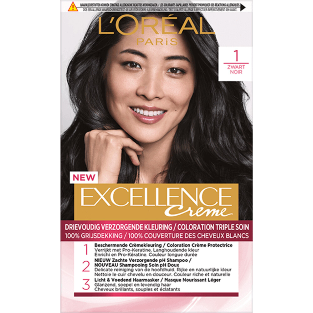 L'Oréal Excellence Crème Permanente Crèmekleuring 1 Zwart
