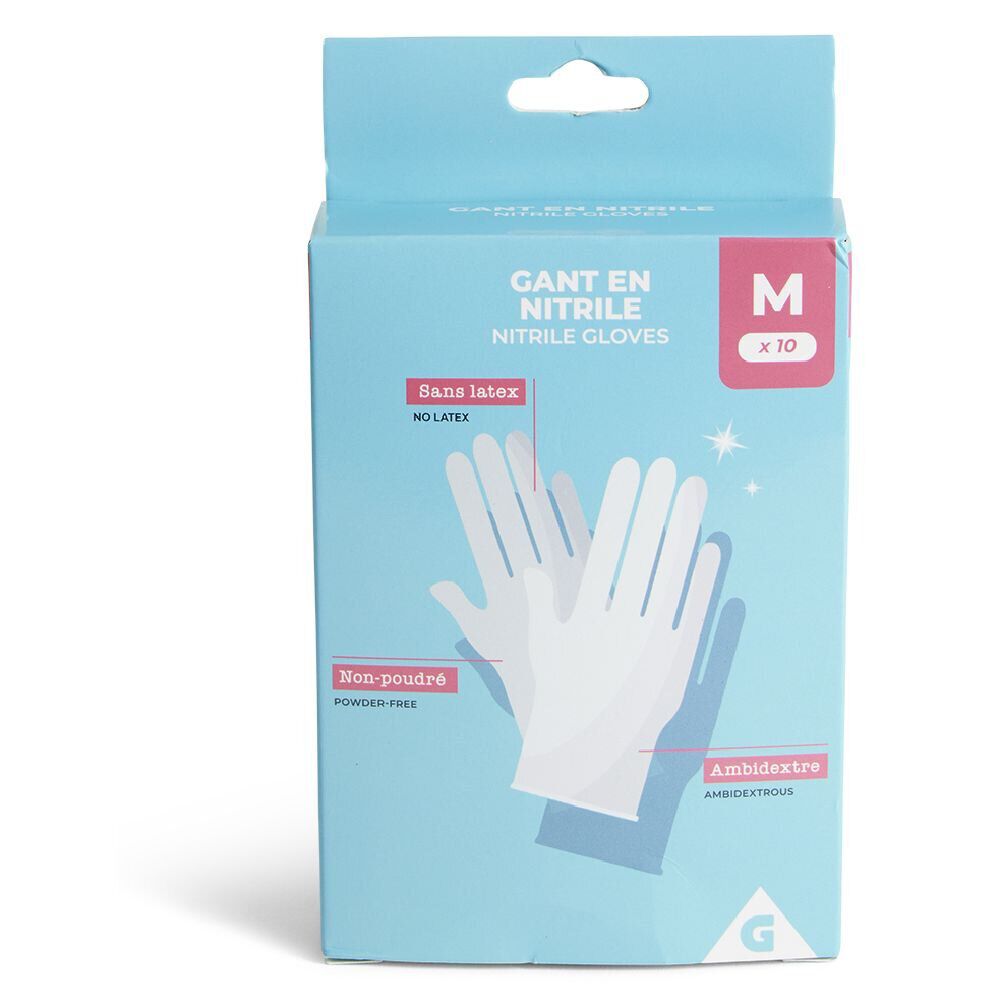 Gants en nitrile taille M x10 bleu