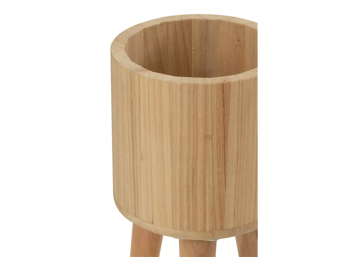 Set de trois cache pot classique bois naturel 27x27x49cm