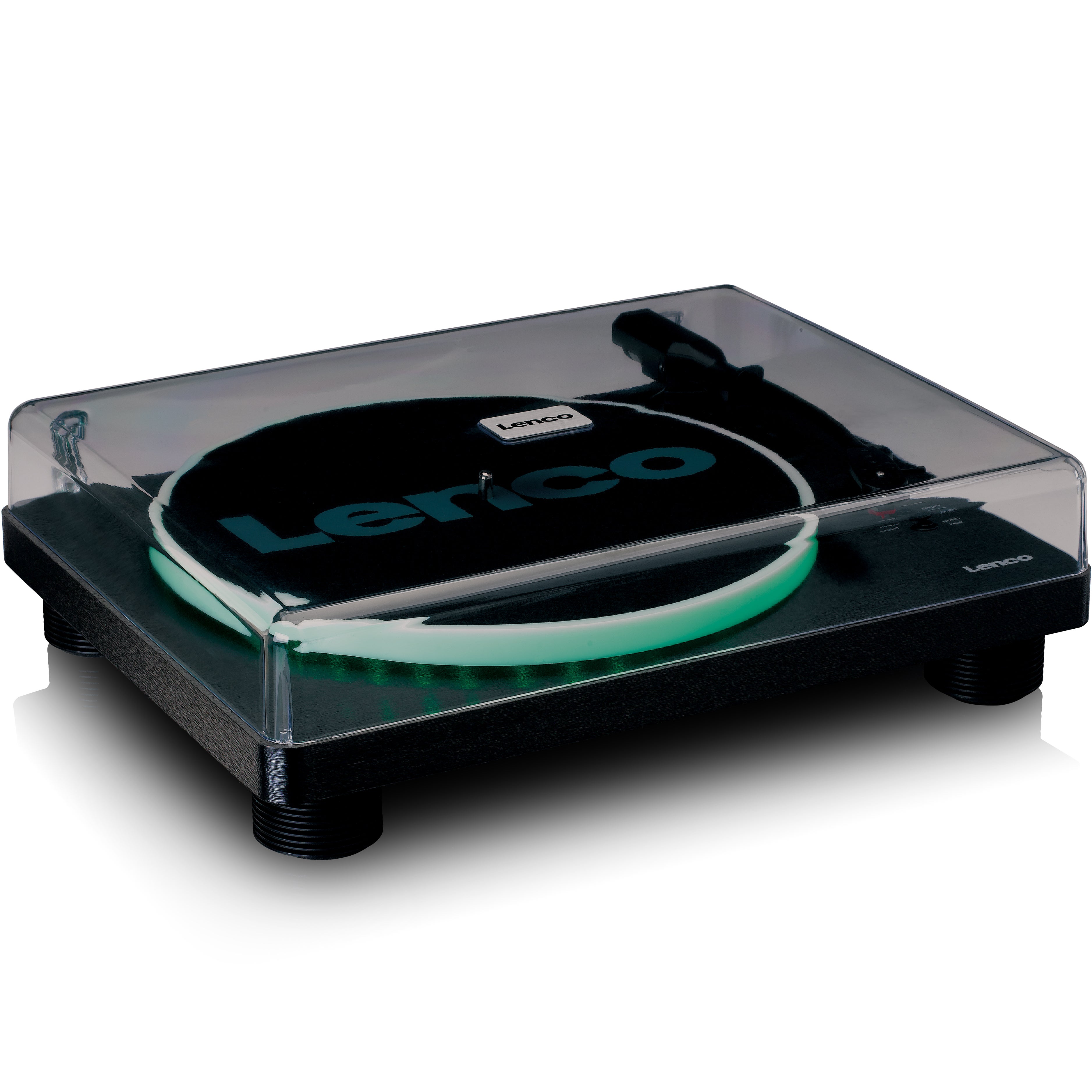 Lenco LS-50LED zwarte platenspeler met LED-verlichting