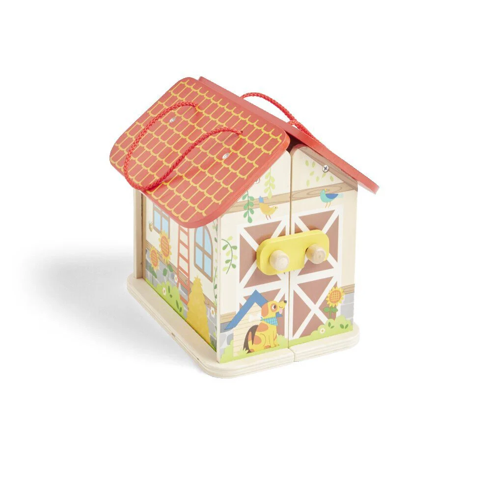 Ferme ou hôpital ou caserne de pompiers pliable en bois 20,5x17,5xH19cm