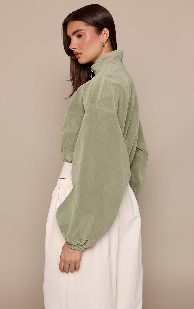 Pistache Blouson Aviateur Court En Synthétique