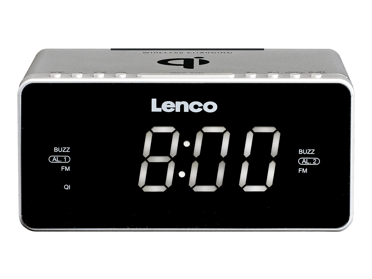 Lenco CR-550 Stereo FM wekkerradio - Silver