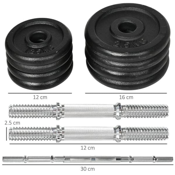 2 I 1 Manualsett, Justerbart Manualsett, 20 Kg, Manual Og Vektstang Med Koblingsrør, Rustsikker, Anti-Skli