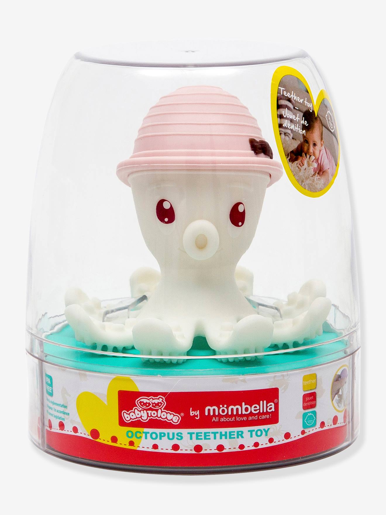 Brinquedo de dentição Bonnie the Octopus Baby to Love, amarelo, médio, liso.