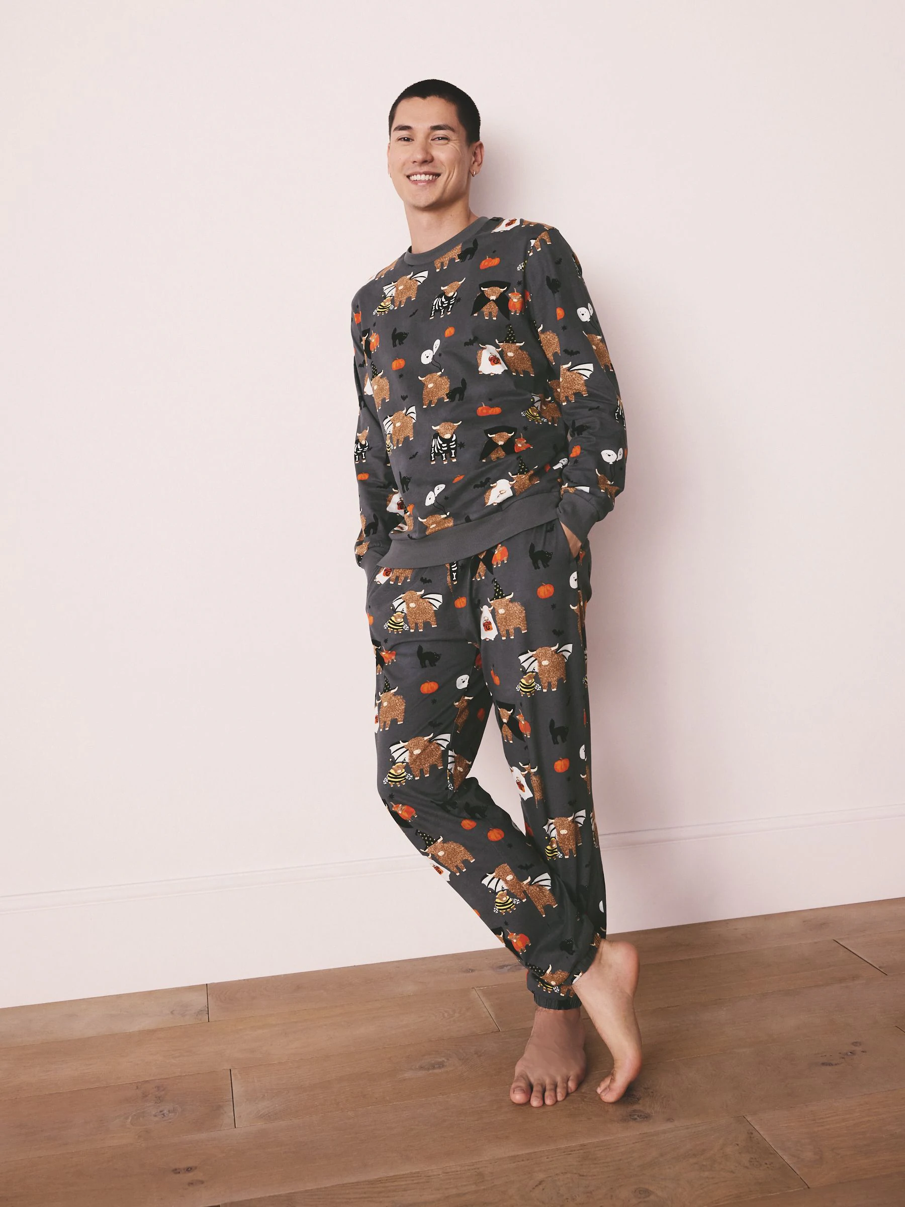 Donkergrijs - Antracietgrijze Halloween Hamish-pyjama met lange mouwen
