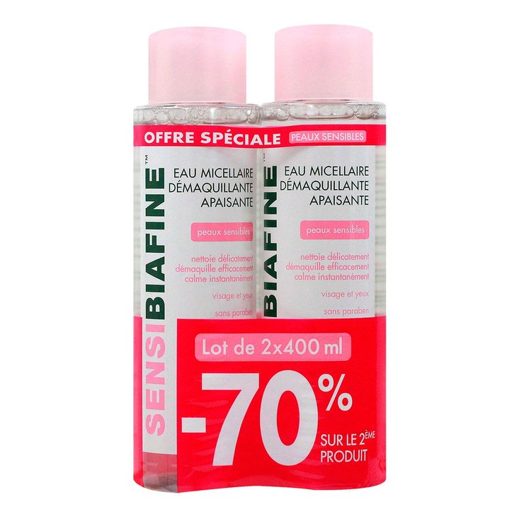 Eau micellaire démaquillante apaisante 2x400ml (-70% sur le 2ème produit)