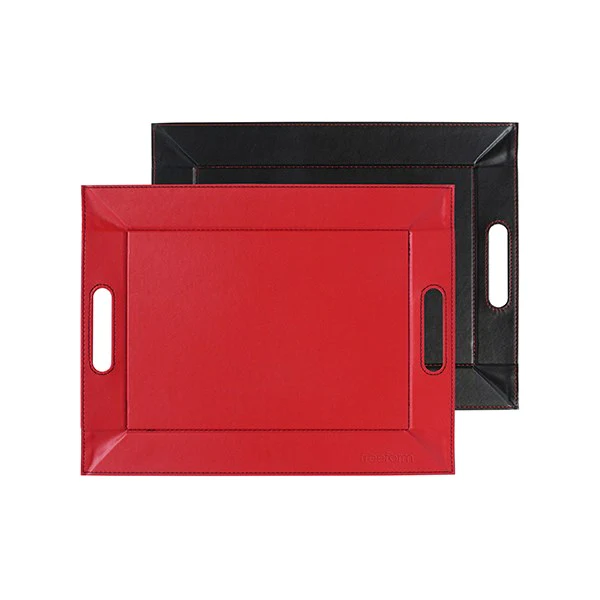 Plateau bicolore réversible noir et rouge 45 cm FreeForm