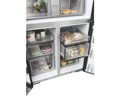 HAIER HCR7918EIMB Multi Door koel-vriescombinatie, BxHxD 90,5 x 177,75 x 73,8 cm, koelvak 323 l, vriesvak 278 l, zwart
