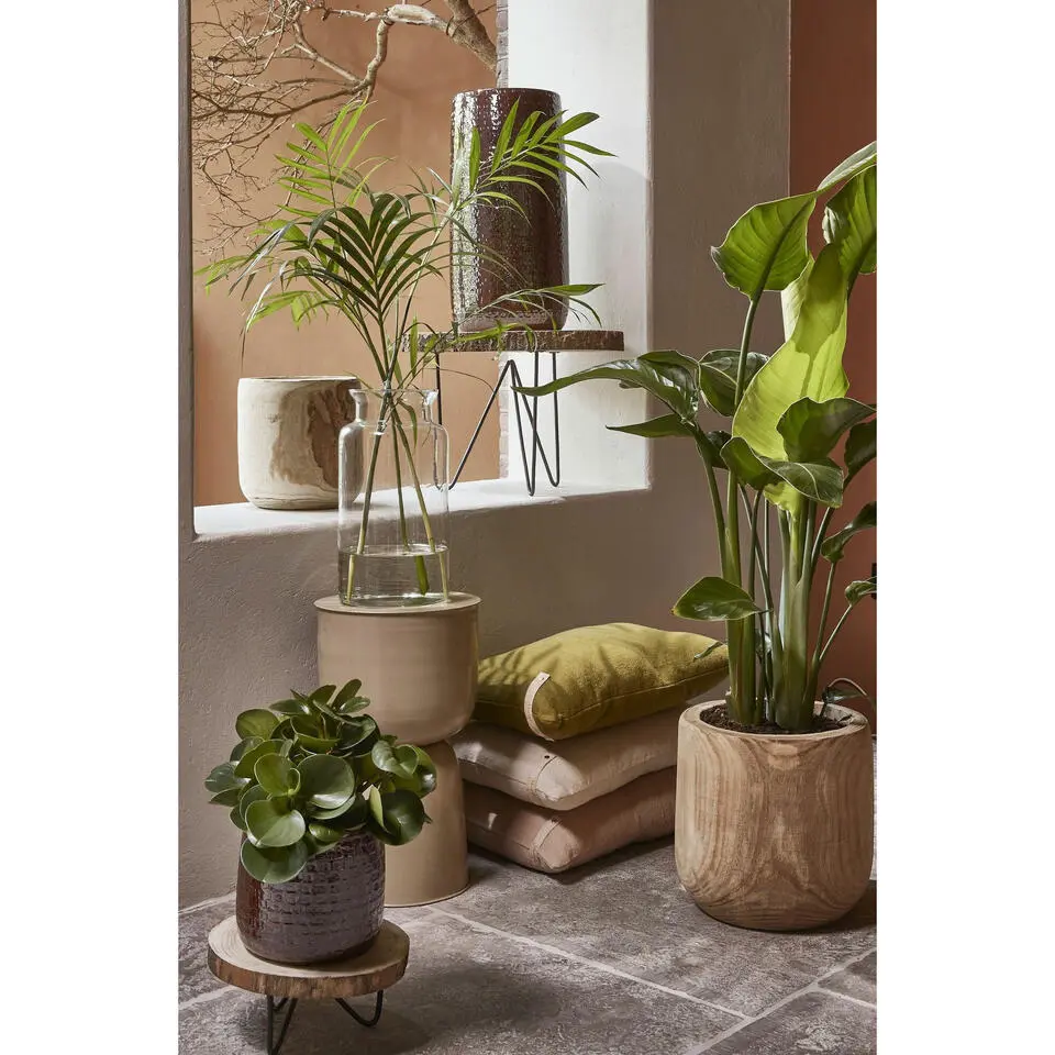 Mica Decorations Bloempot - hout - voor binnen en buiten - D24 cm