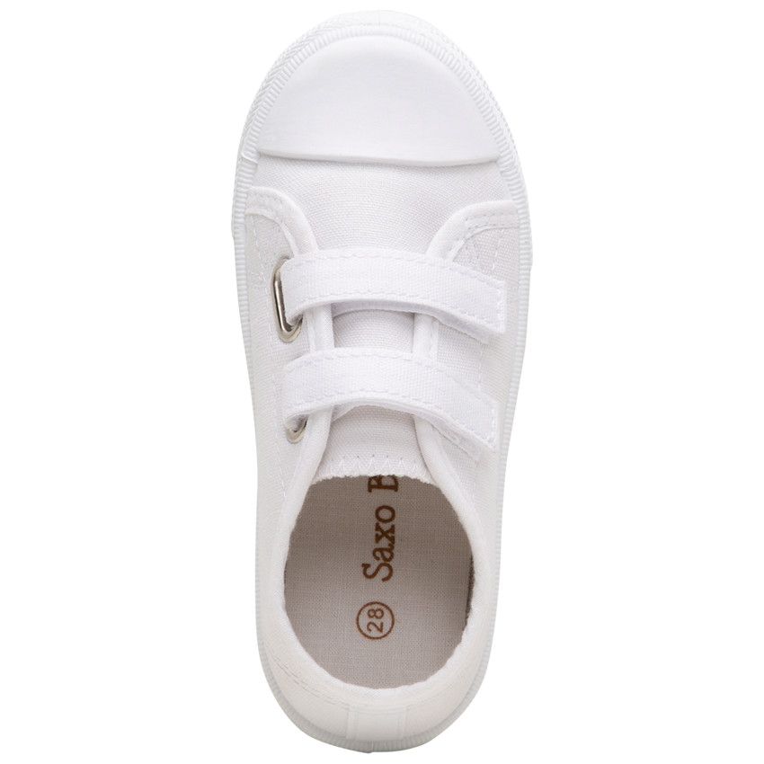 Baskets blanches en toile à scratchs du 24 au 35 - Blanc