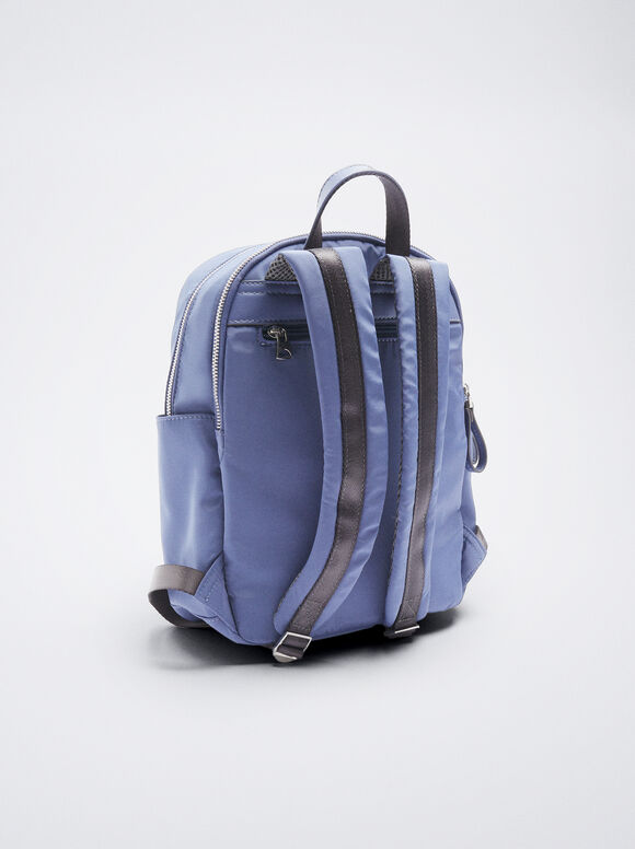 Mochila de nylon com coração - Azul