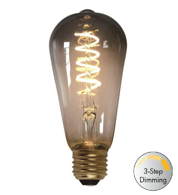 Freelight E27 7Watt Led Smoke 64mm incl. Stappen Dimmer