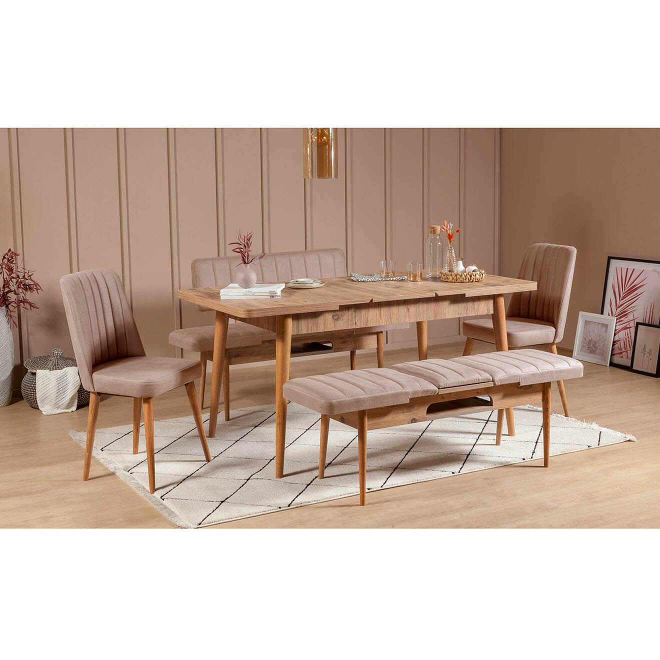 Homitis Chaise Vina pin atlantique/stone - 46x85x46 cm