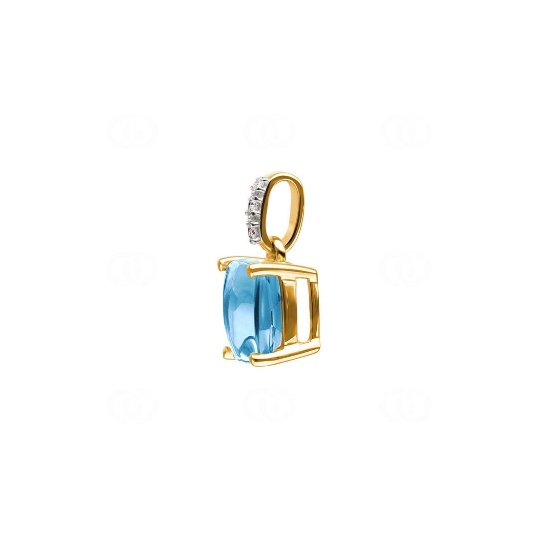 Anhänger 750/18 K Gelbgold mit Blautopas Kissen und Diamanten 0.01 ct H/si
