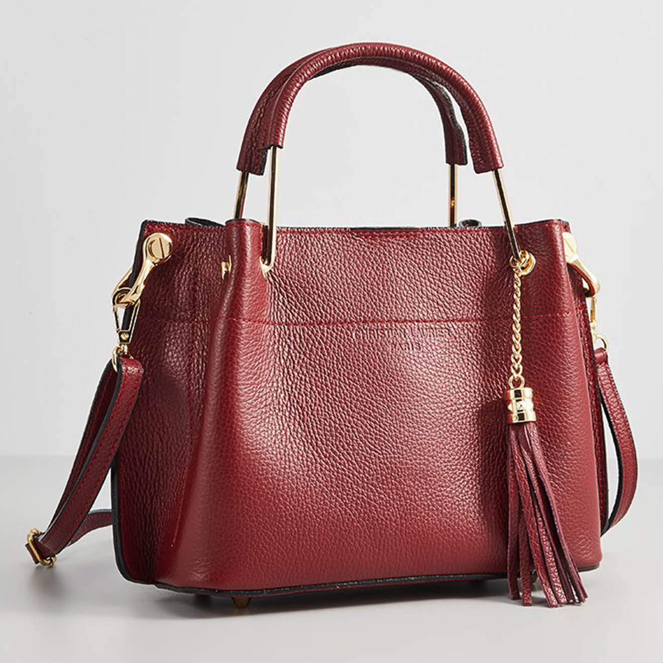 Christian Laurier Sac à main Lamy en Cuir rouge foncé - 27x18x11 cm