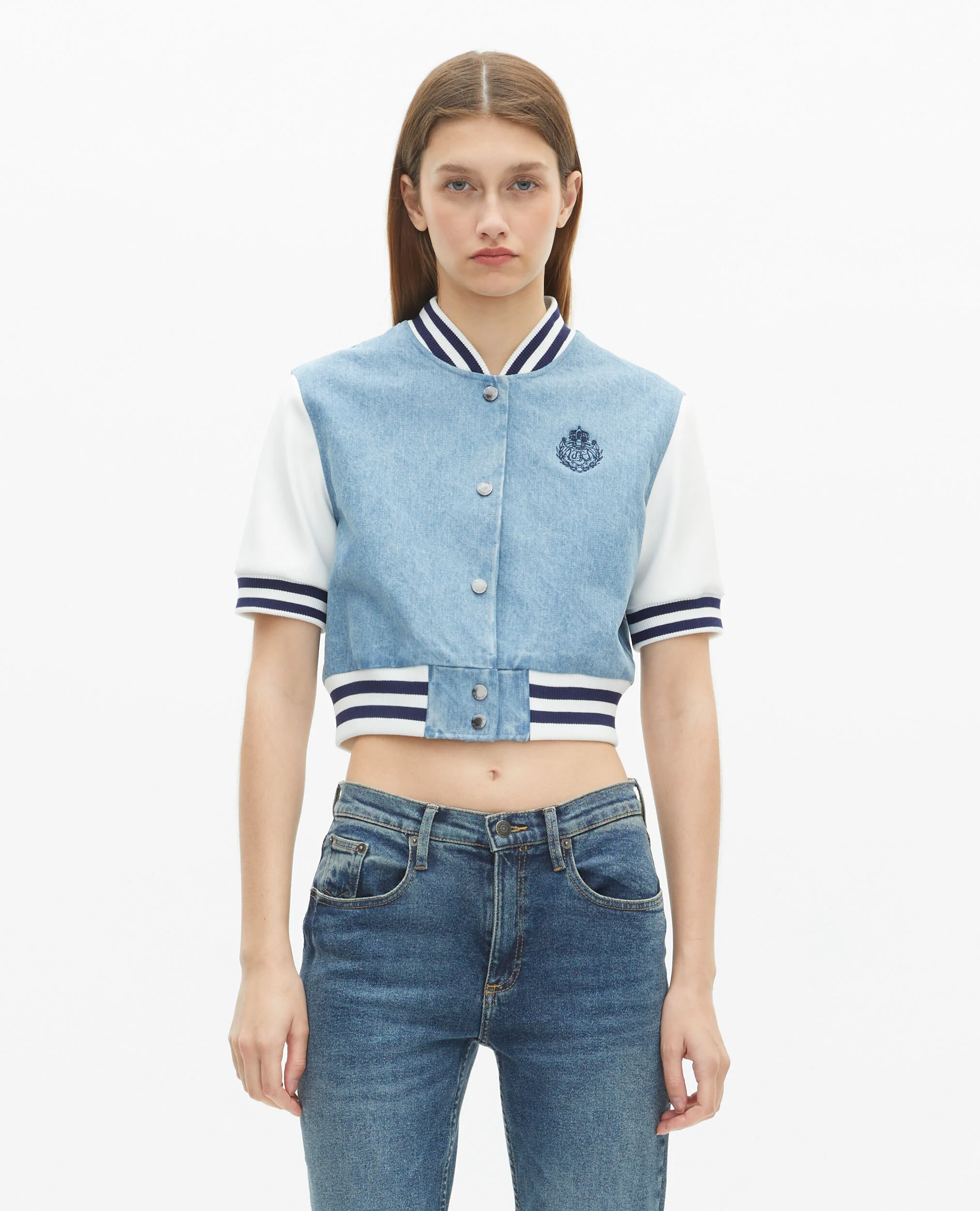 Blouson teddy manches courtes en denim