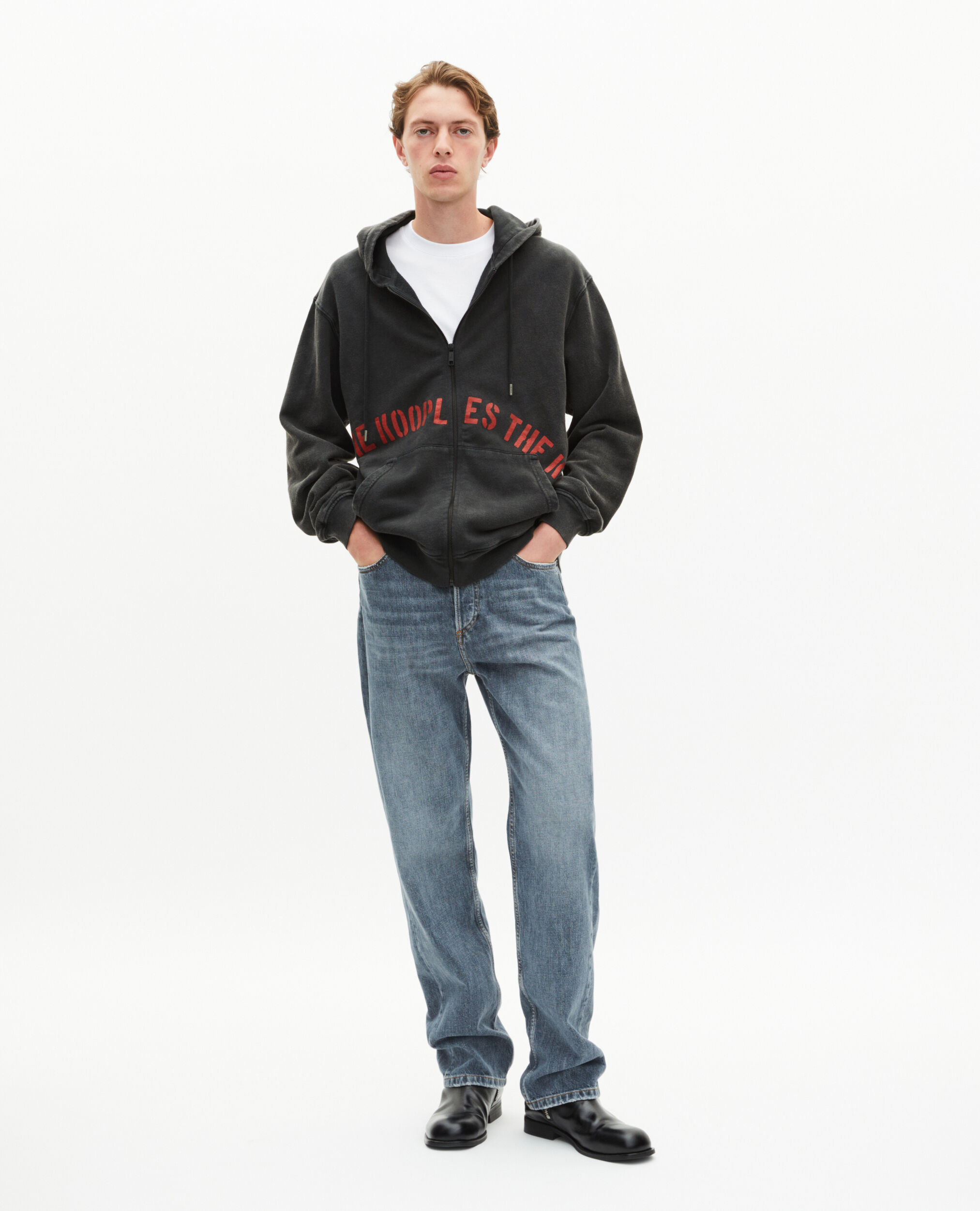Sweatshirt zippé avec sérigraphie noir