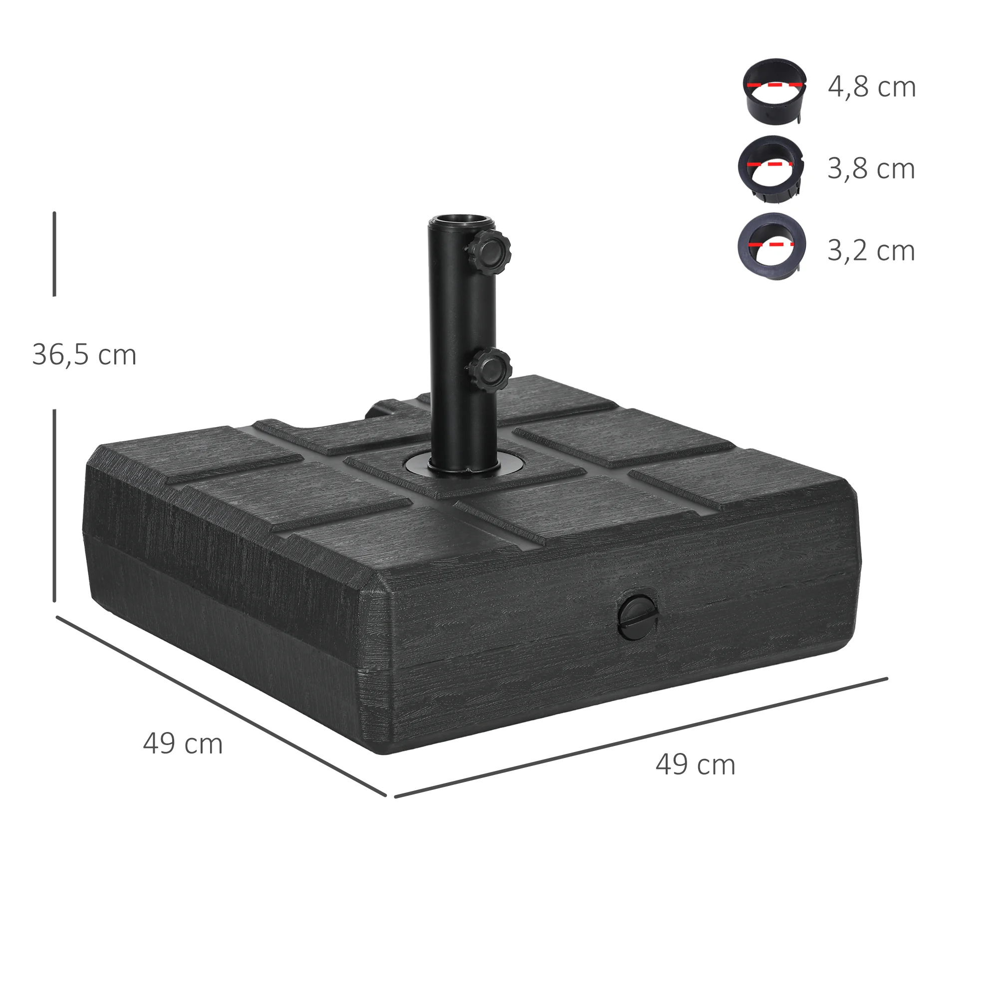Base para guarda-sol Outsunny preta