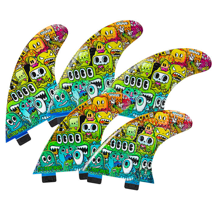 3DFINS Go Hard Monster - 5 Fins combo FCS- Medium