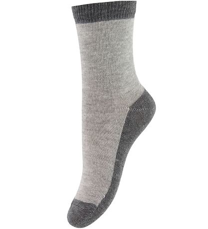 Minymo Socken - 5er-Pack - Graumeliert m. Streifen