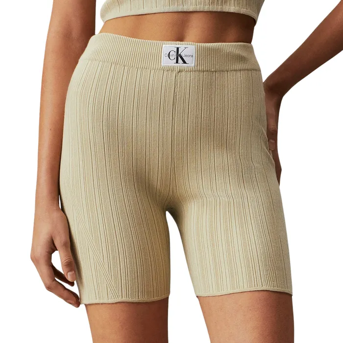 Calvin Klein Woven Label Ribbed Biker Short Dames