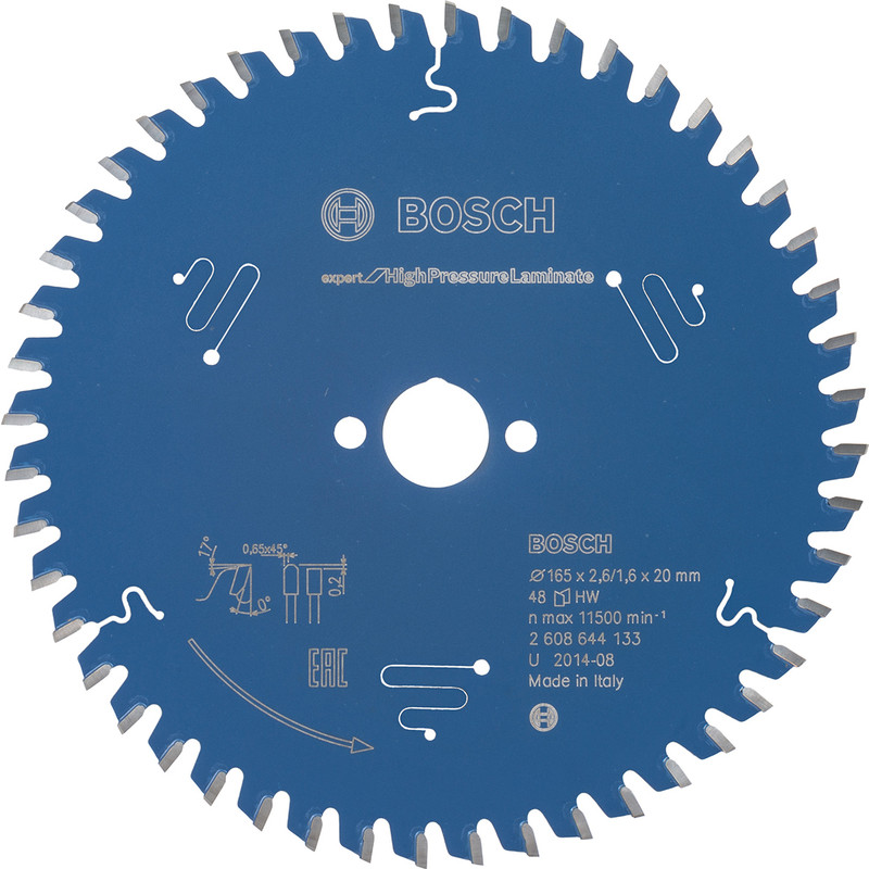 Bosch cirkelzaagblad Expert for High Pressure Laminate 165x20x2,6mm 48T