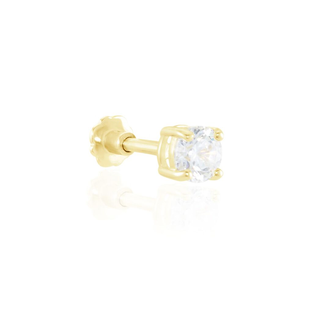 Piercing D'oreille Or Jaune Albizias Oxydes De Zirconium