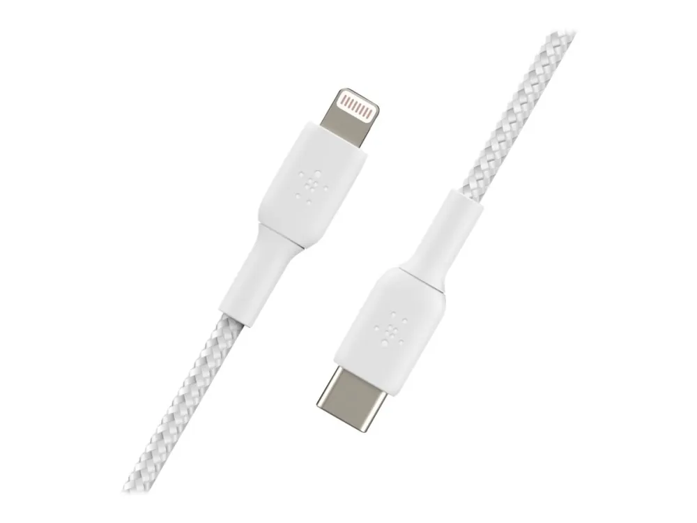 Belkin BoostCharge - Lightning-kabel - 24 pin USB-C han til Lightning han - 2 m - hvid - USB Power Delivery (18 W)