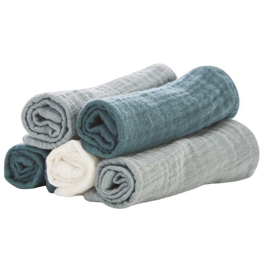 Lot de 5 serviettes en tétra 25 x 25 cm - Kaki