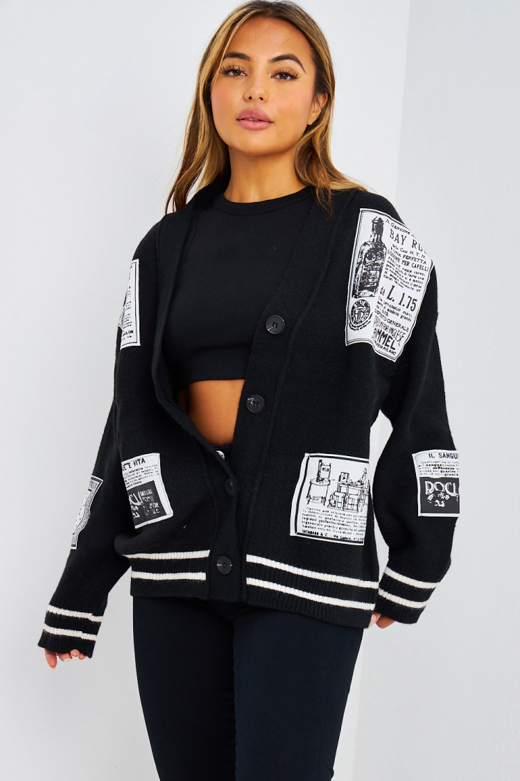 Gilet en mailles noir à patch
