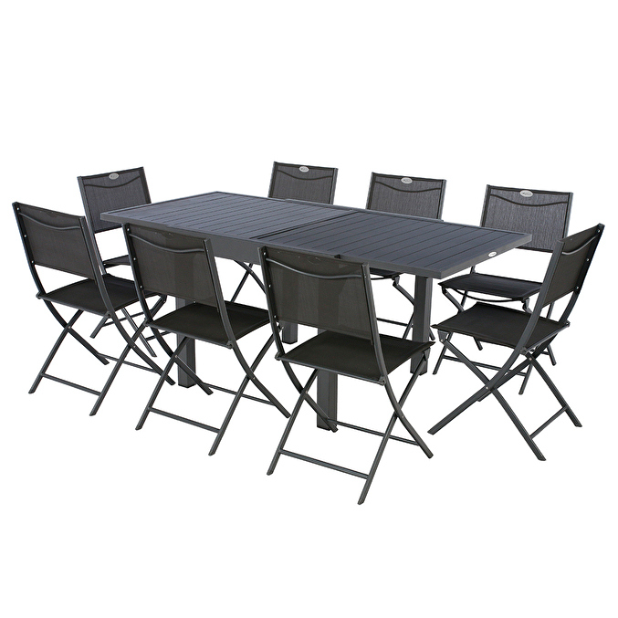 Ensemble table de jardin extensible PIAZZA + 2 lots de 4 chaises MODULA Graphite