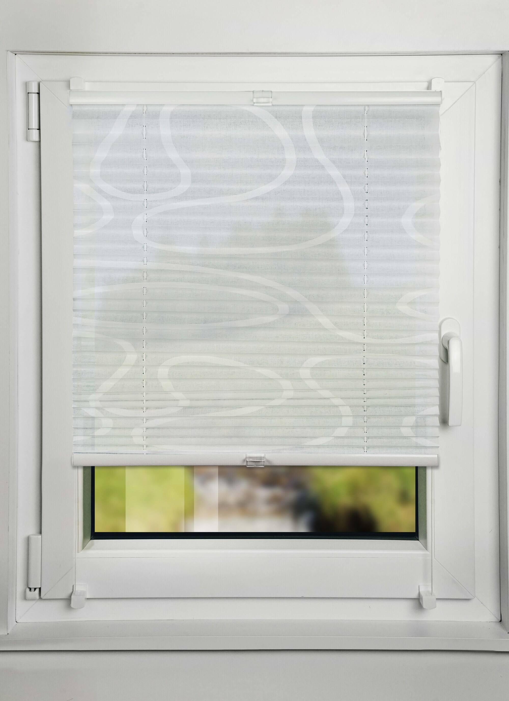 Ondeco Plissee Move ohne Bohren Klemmträger, Sonnenschutz LichtschutzBlickdicht Klemmfix Farbe: weiss, Größe: 50x130 cm