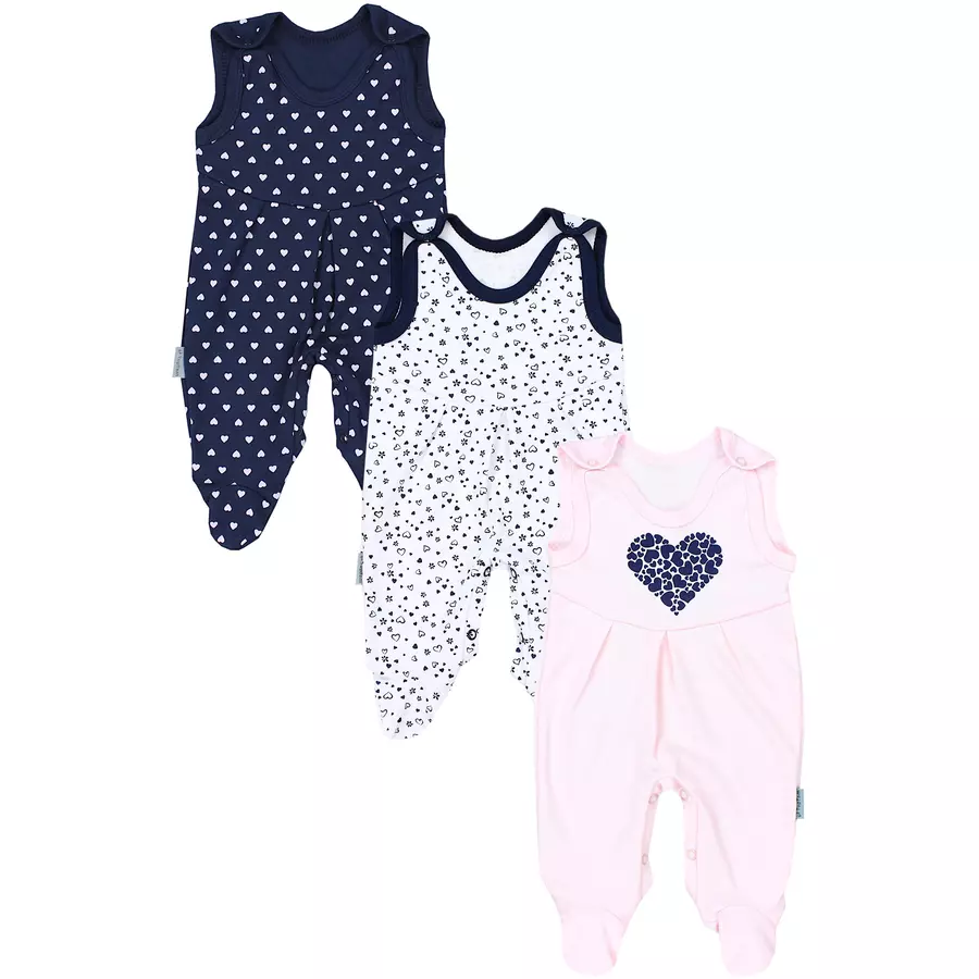 TupTam Baby Mädchen Strampler mit Fuß 3er Pack rosablau
