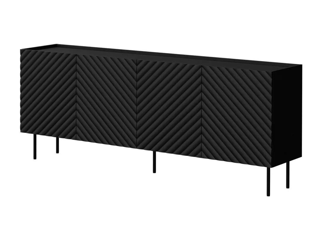 Buffet Mortali 101, Noir, 80x200x40cm, Stratifié|MDF