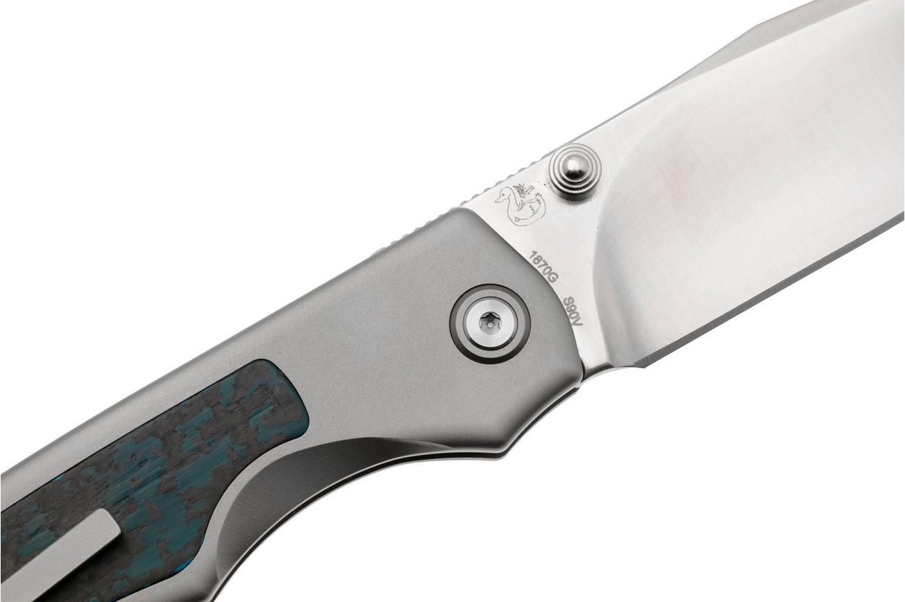 Artisan Cutlery Wizard, Lv1. The Sorcerer 1870G-GY, Sand Polished CPM S90V, Titanium Fat Carbon Inlay zakmes