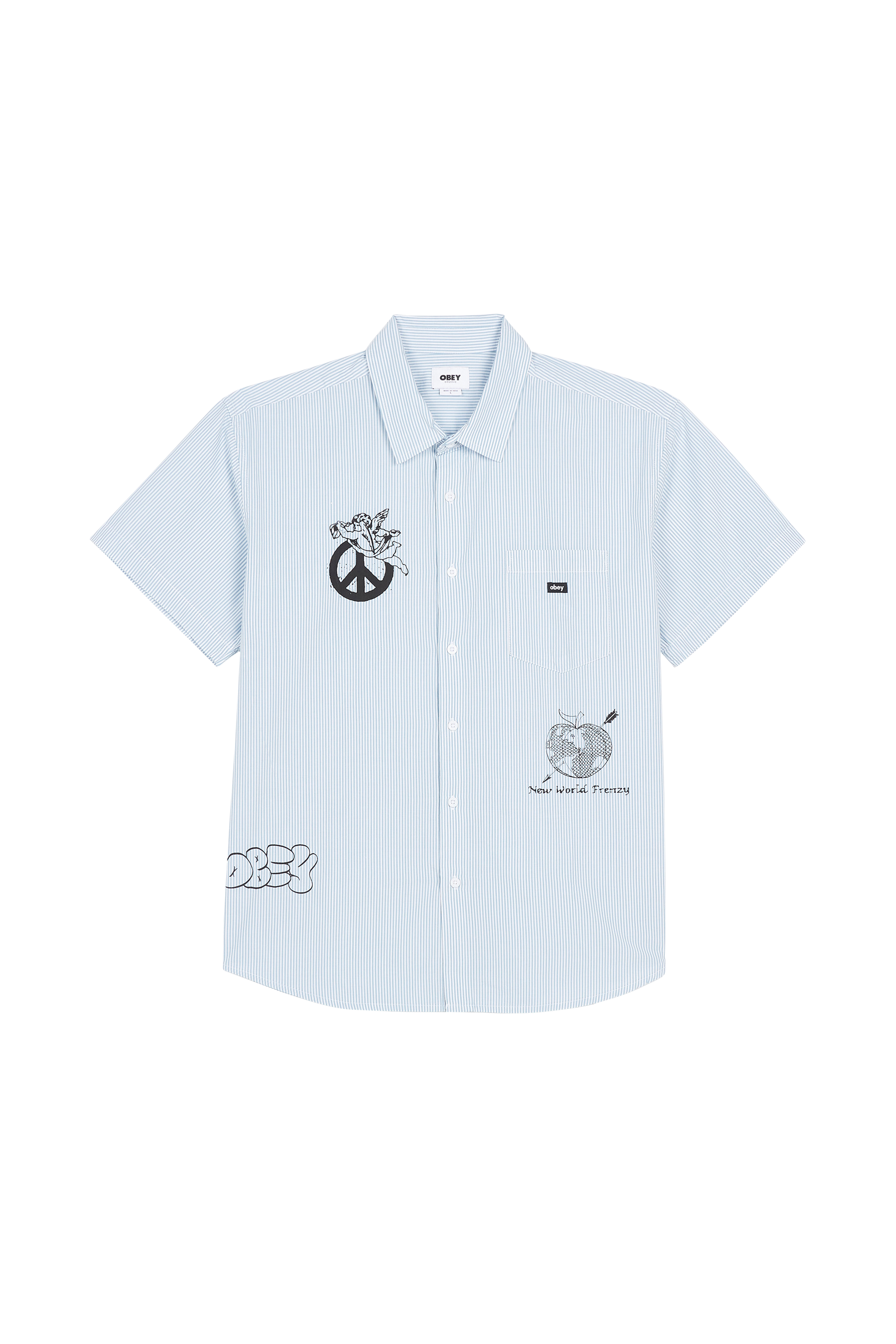 OBEY Chemise NEW WORLD FRENZY WOVEN Bleu