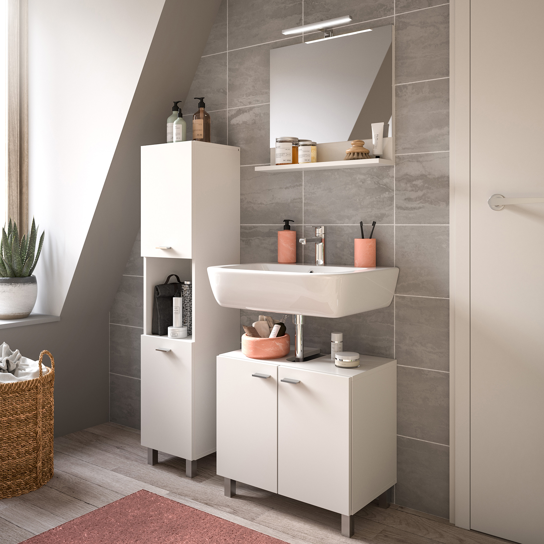 Badschrank BOSTON - weiß - 30 cm