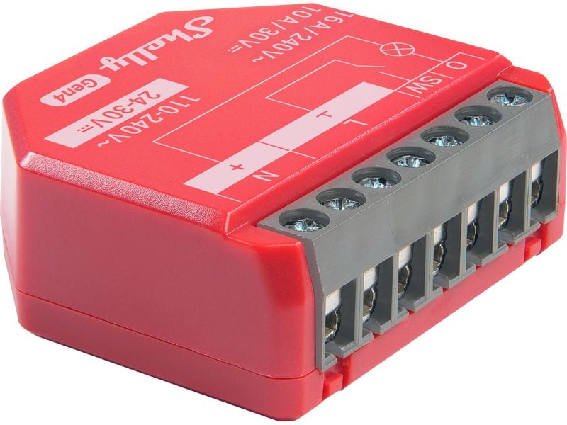 Shelly WLAN-Schaltaktor 1PM Gen4 Rot, 16 A Wi-Fi-gesteuerter, intelligenter Schalter