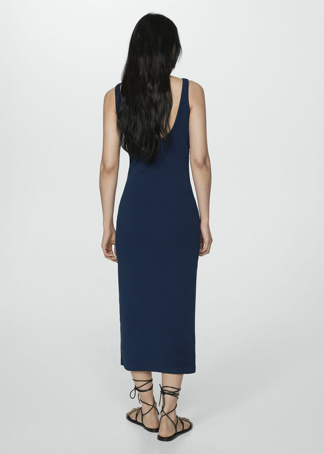 MANGO Midi-dress with straps Navy