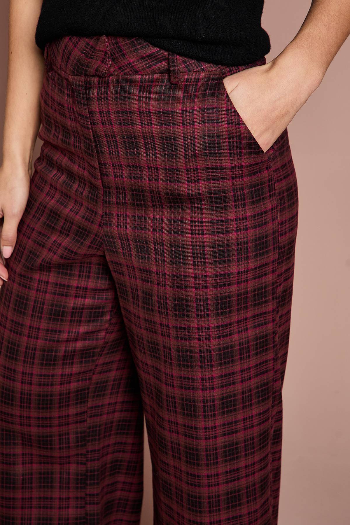 Coast Pantalon Formel à Carreaux Premium Lisa Tan