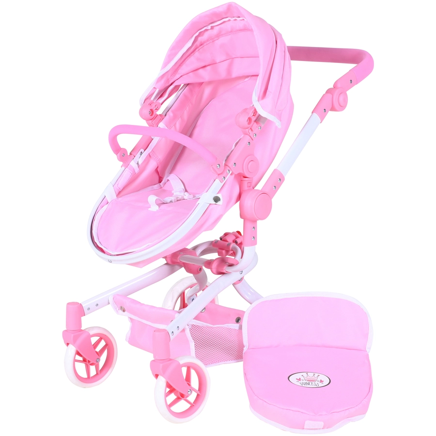 knorr toys® Puppenwagen Boonk - Princess white rose rosa