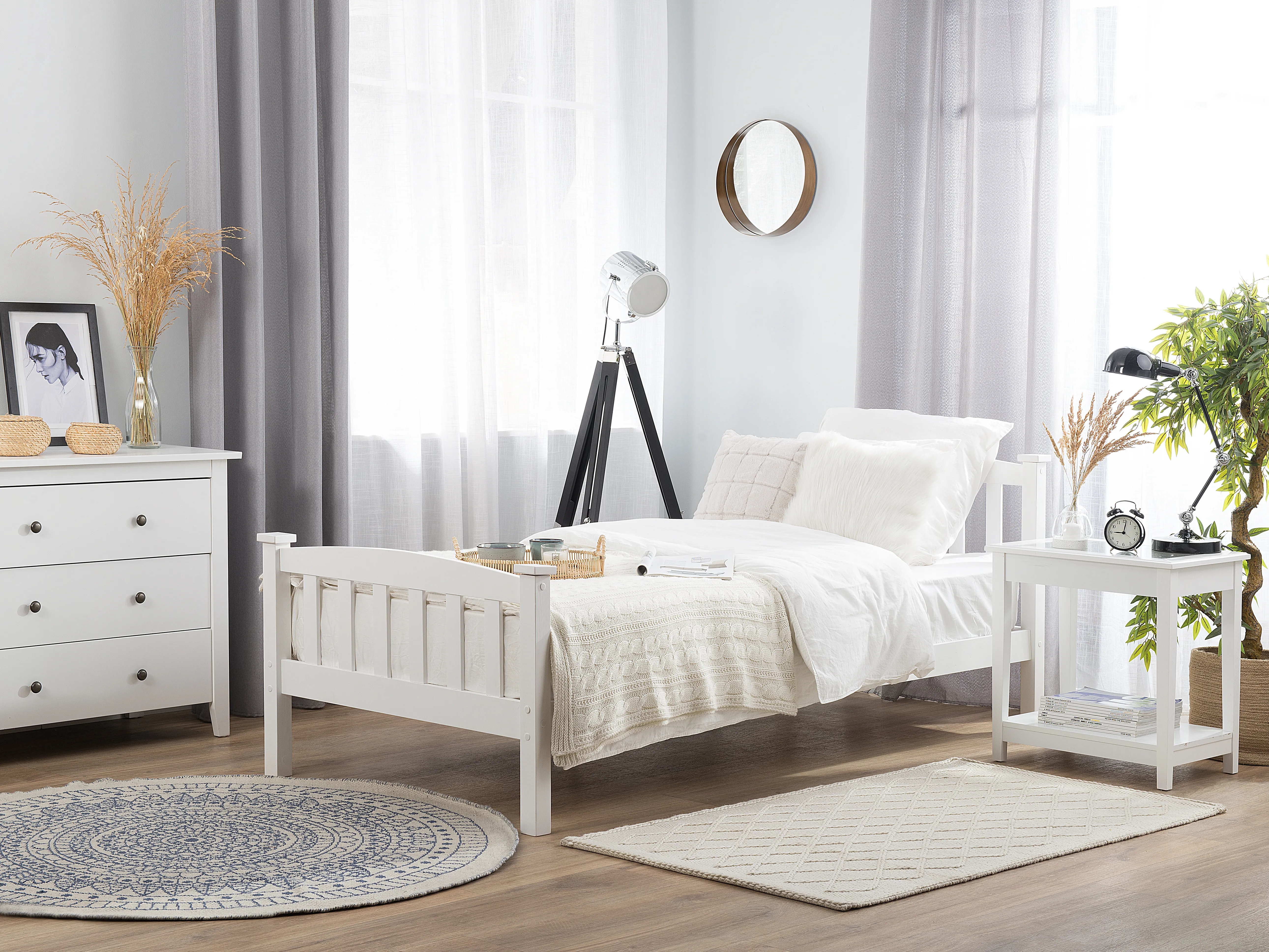 Bed Dennenhout GIVERNY 90 x 200 cm Wit